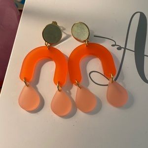 Coral pink acrylic earrings